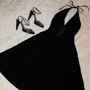 Max & Cleo flirty halter-top dress w/beads